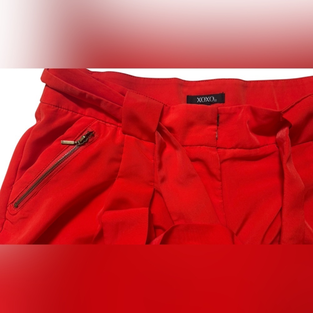 XOXO Red Shorts with Tie-Waist and Zipper Pockets